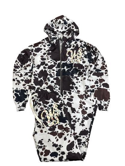 WSCS “Cow Print Convertible” SweatSuit White
